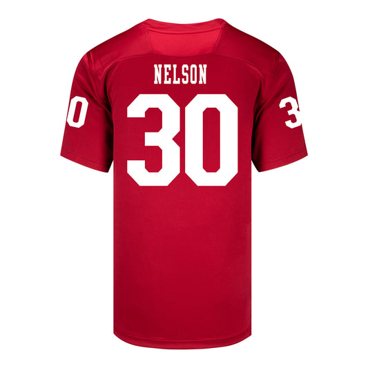 Indiana Hoosiers Adidas Football Student Athlete #30 PJ Nelson Premier Football Jersey - Back View