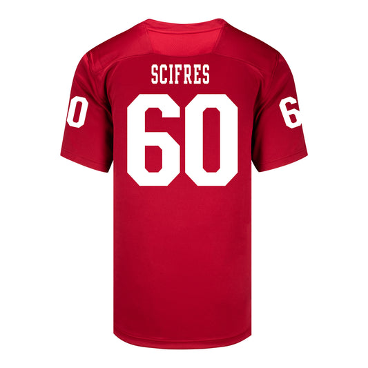 Indiana Hoosiers Adidas Football Student Athlete #60 CJ Scifres Premier Football Jersey - Back View