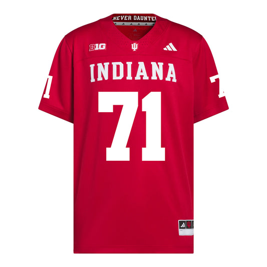 Indiana Hoosiers Adidas Football Student Athlete #71 Ben Novak Premier Football Jersey - Front View