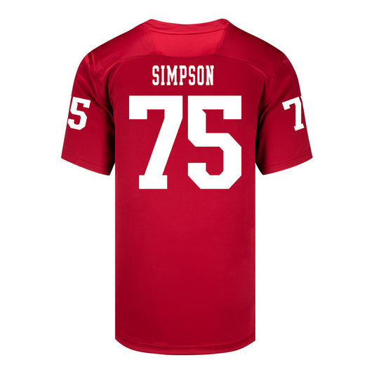 Indiana Hoosiers Adidas Football Student Athlete #75 Sam Simpson Premier Football Jersey - Back View