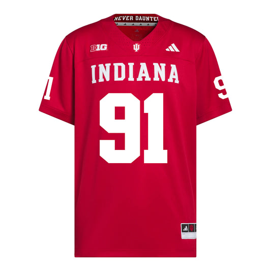 Indiana Hoosiers Adidas Football Student Athlete #91 Blake Smythe Premier Football Jersey - front View