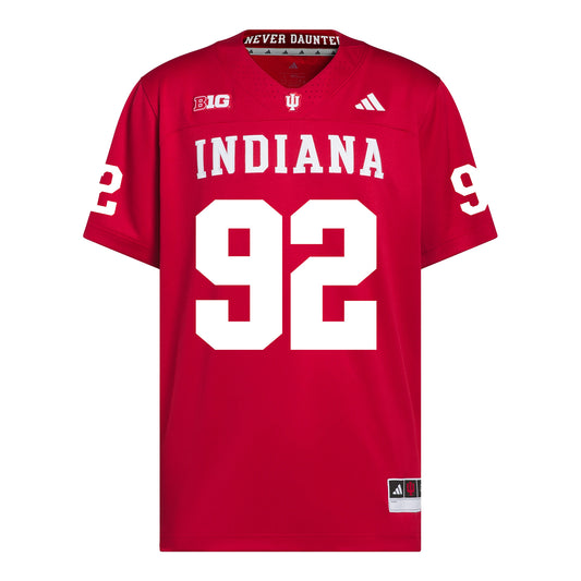Indiana Hoosiers Adidas Football Student Athlete #92 Gabe Hill Premier Football Jersey - Front View