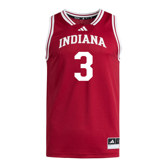 Indiana Hoosiers Adidas #3 Jaeden Mustaf Student Athlete Crimson Basketball Jersey