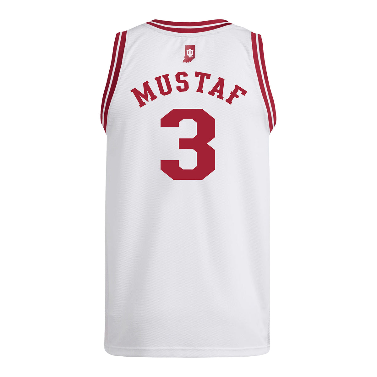 Indiana Hoosiers Adidas #3 Jaeden Mustaf Student Athlete White Basketball Jersey