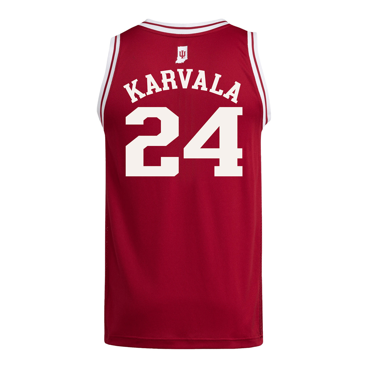 Indiana Hoosiers Adidas #24 Vaughn Karvala Student Athlete Crimson Basketball Jersey