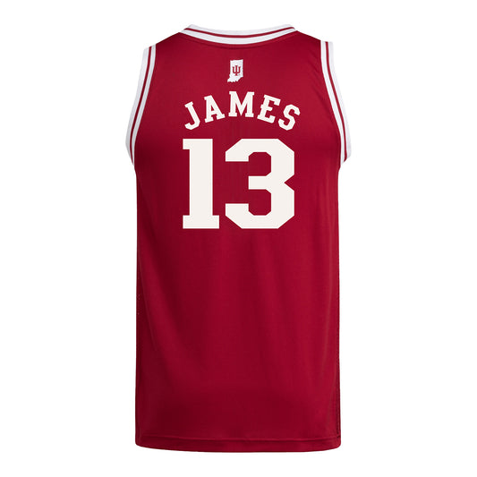 Indiana Hoosiers Adidas #13 Ashlinn James Student Athlete Crimson Basketball Jersey - Back View