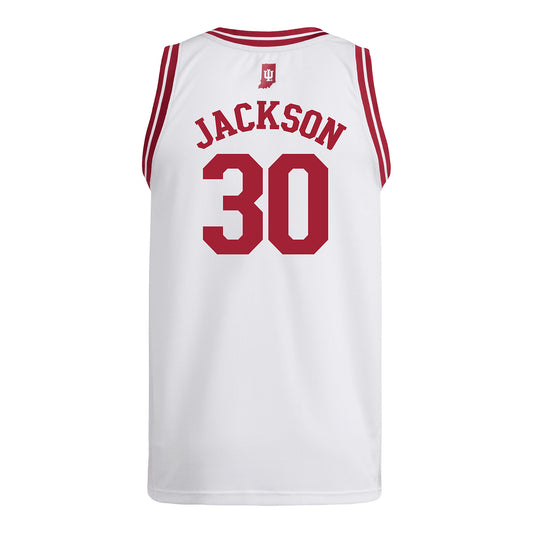 Indiana Hoosiers Adidas #30 Zoe Jackson Student Athlete White Basketball Jersey - Back View