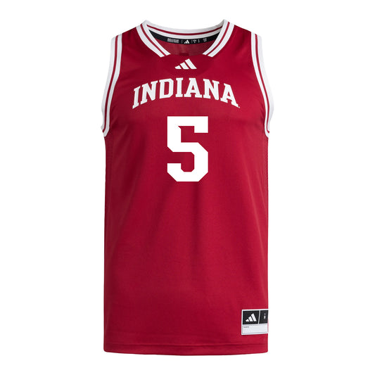 Indiana Hoosiers Adidas #5 Markus Burton Student Athlete Crimson Basketball Jersey - Front View
