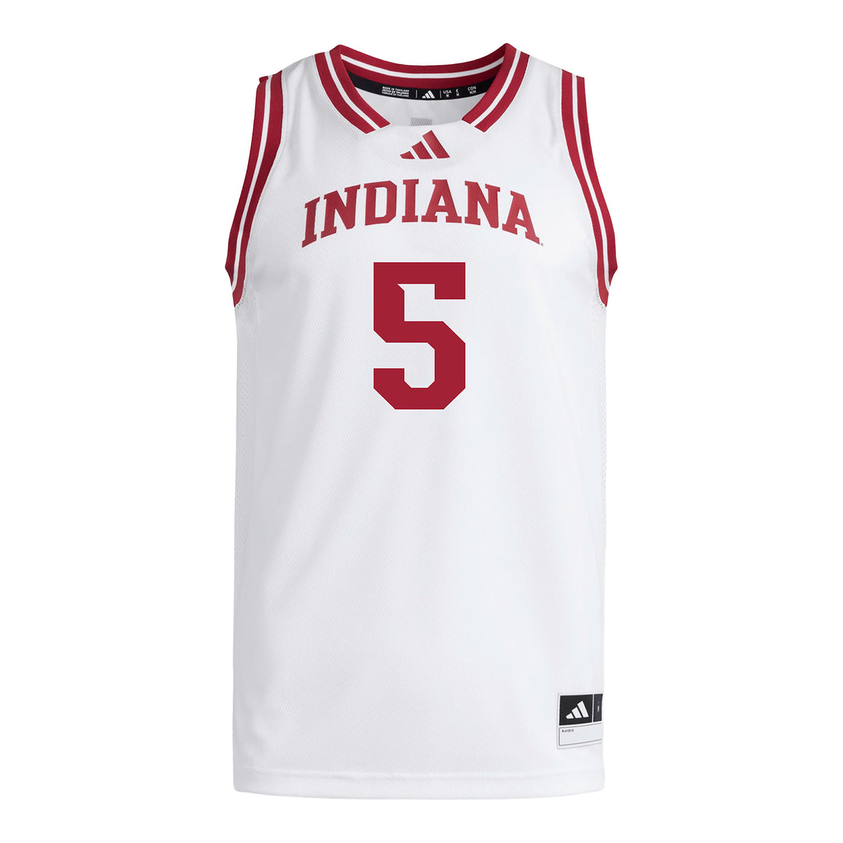 Indiana Hoosiers Adidas #5 Markus Burton Student Athlete White Basketball Jersey - Front View