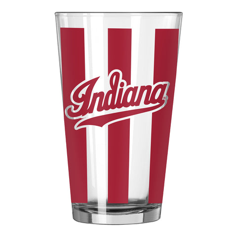 Indiana Hoosiers Candy Stripe 16oz Pint Glass - Front View