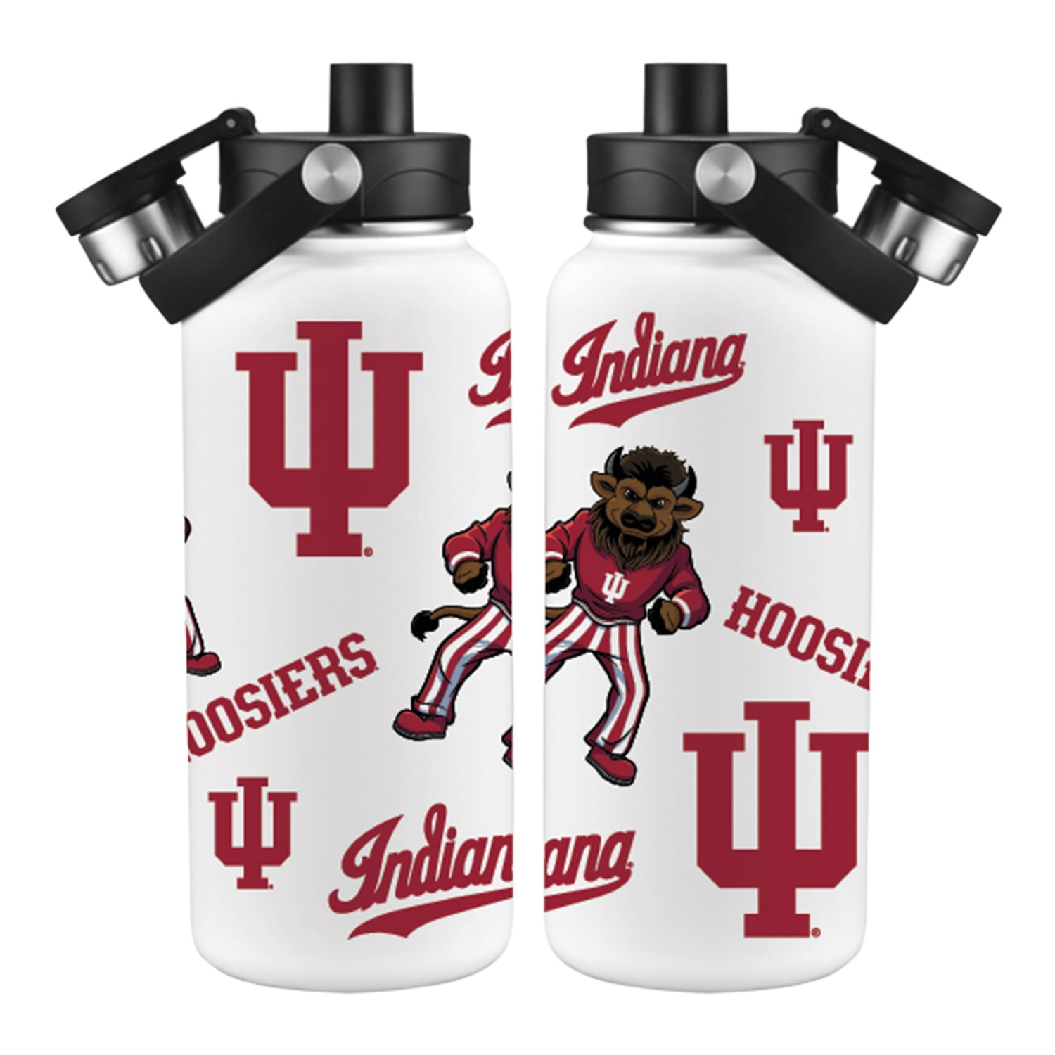 Indiana Hoosiers 34 Ounce Stainless Steel Water Bottle - Full View