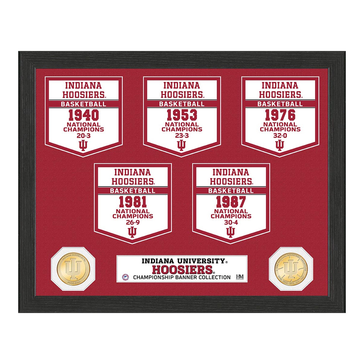Indiana Hoosiers 5 Time Basketball National Champions Banner Photo Mint