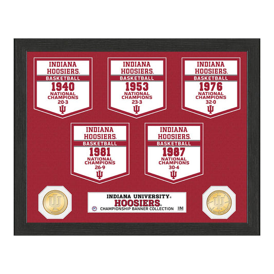 Indiana Hoosiers 5 Time Basketball National Champions Banner Photo Mint