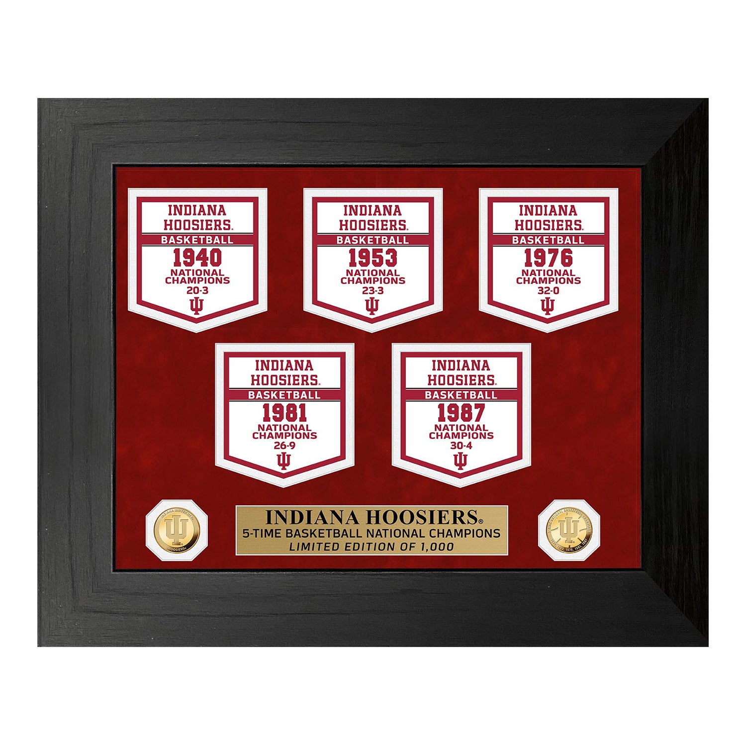 Indiana Hoosiers 5 Time Basketball National Champions Deluxe Banner Photo Mint