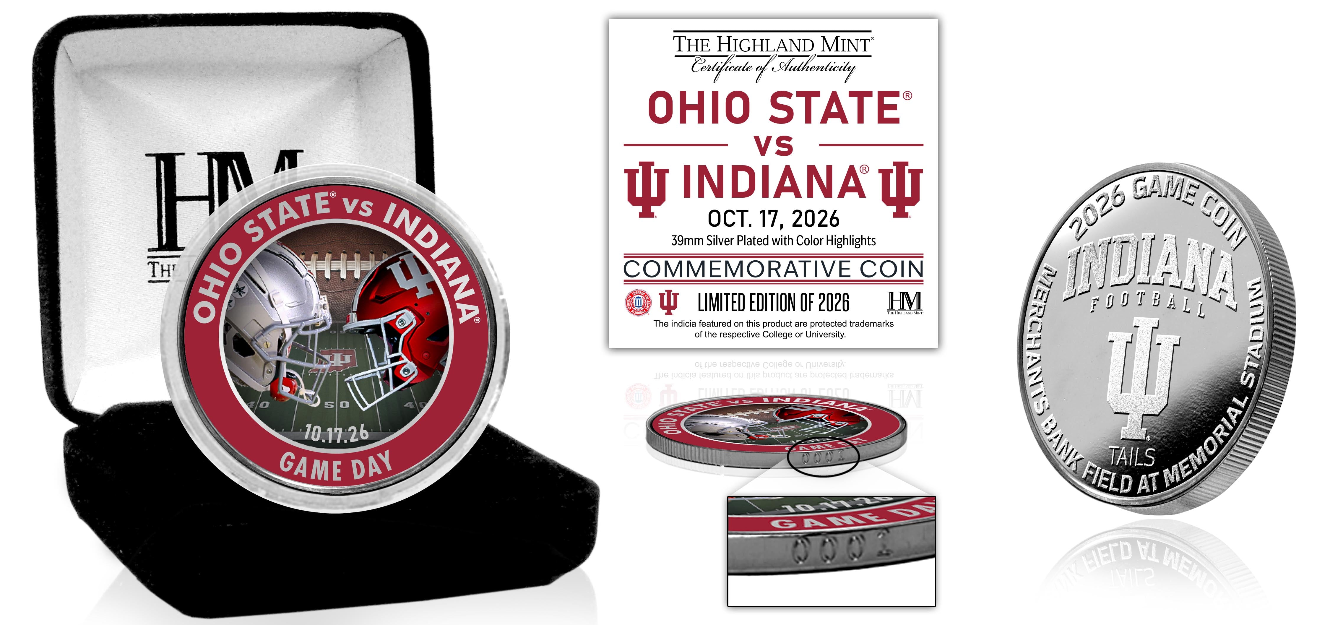 Indiana Hoosiers 2026 Game Day Silver Plate Game Coin - Front Full View