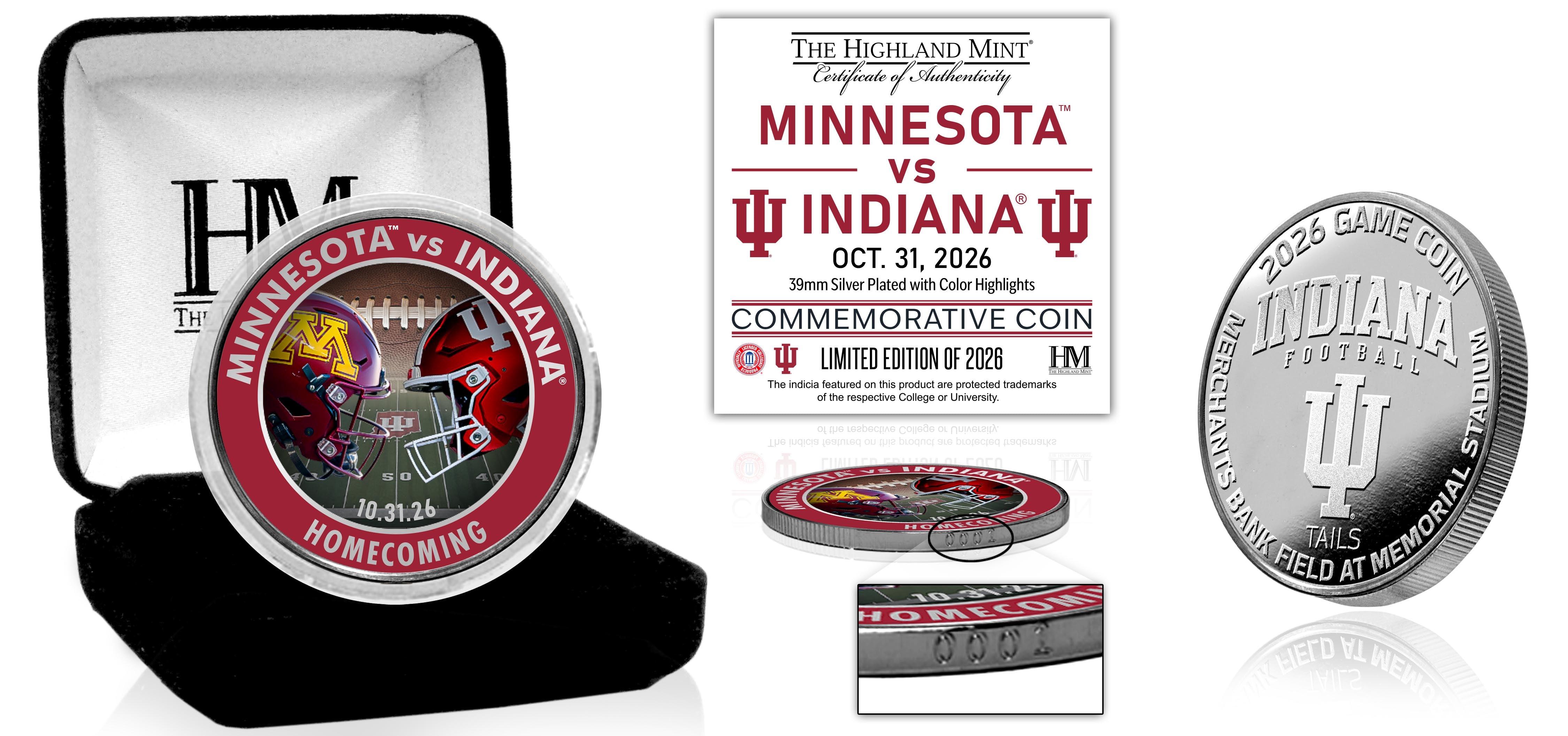 Indiana Hoosiers 2026 Homecoming Silver Plate Game Coin - Full Front View