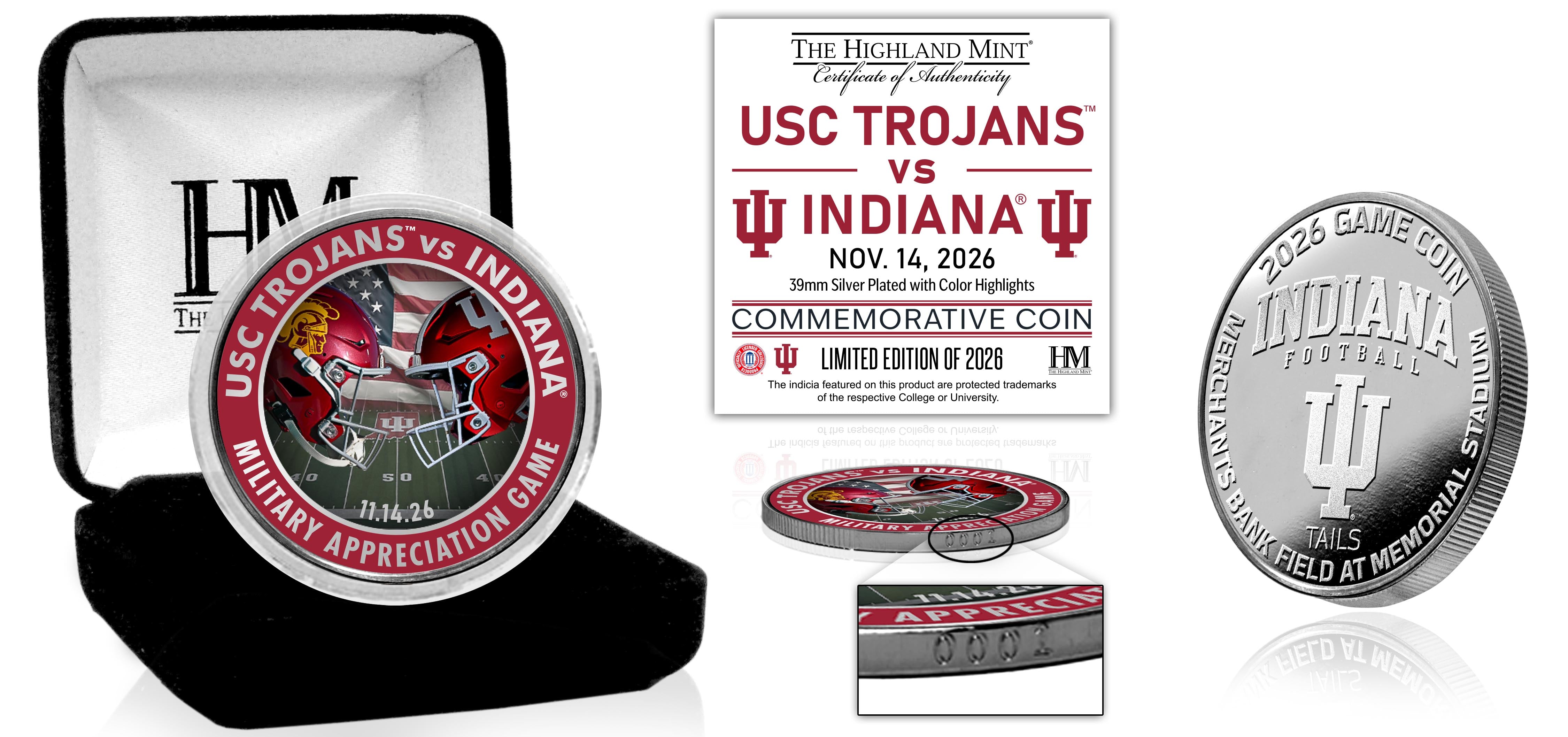 Indiana Hoosiers 2026 Military Appreciation Silver Plate Game Coin - Front Full View