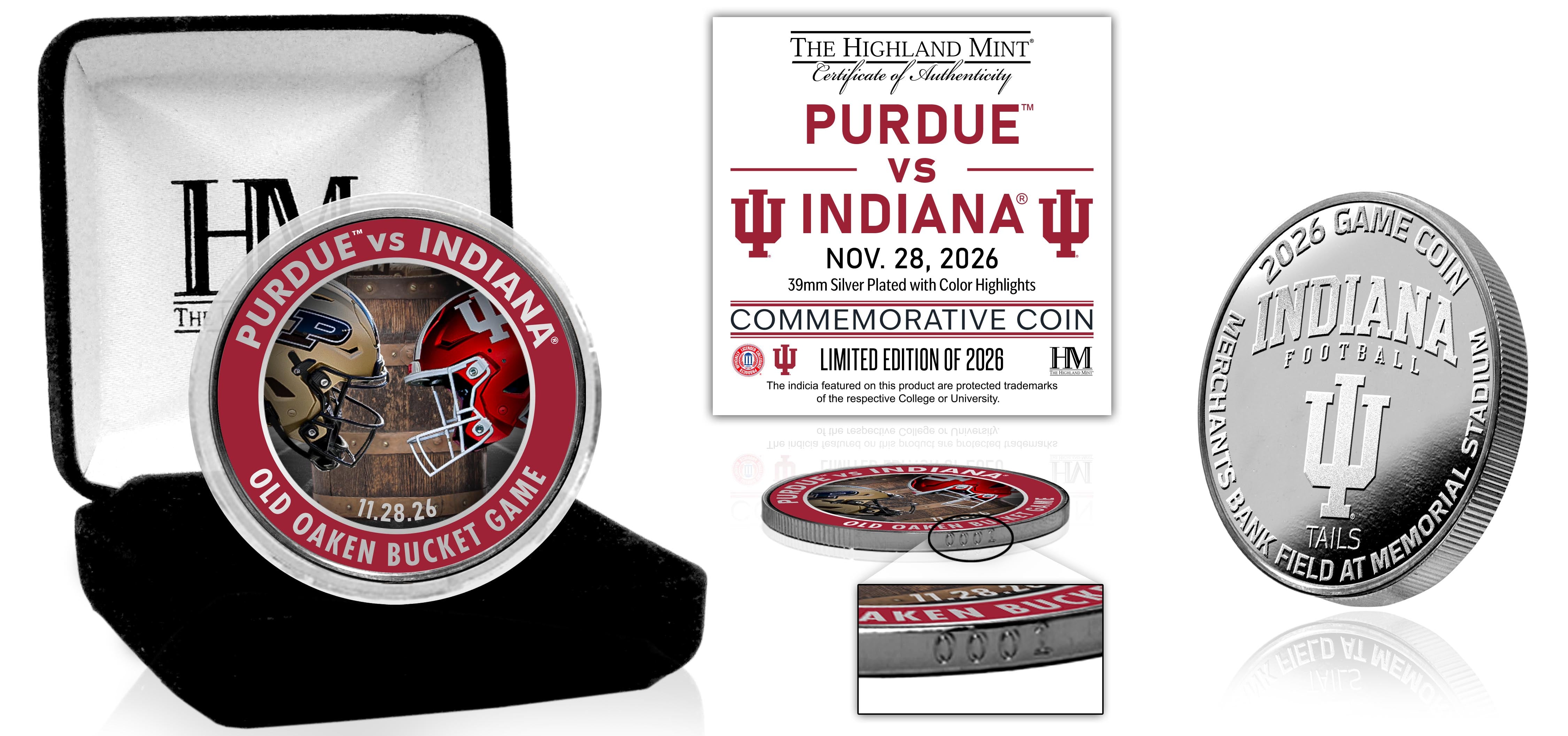 Indiana Hoosiers 2026 Old Oaken Bucket Game Silver Plate Game Coin - Front Full View