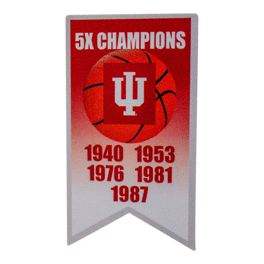 Indiana Hoosiers Basketball Championship Banner Hat Pin - Front View