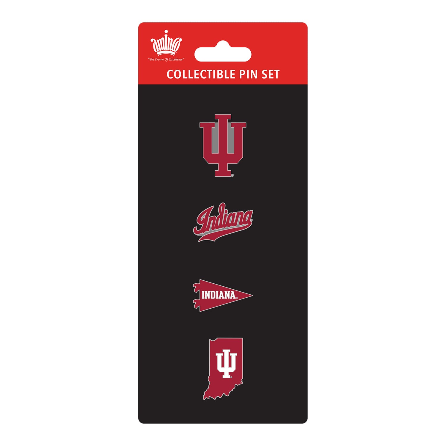 Indiana Hoosiers 4-Pack Collectible Crimson Hatpin Set - Front VIew