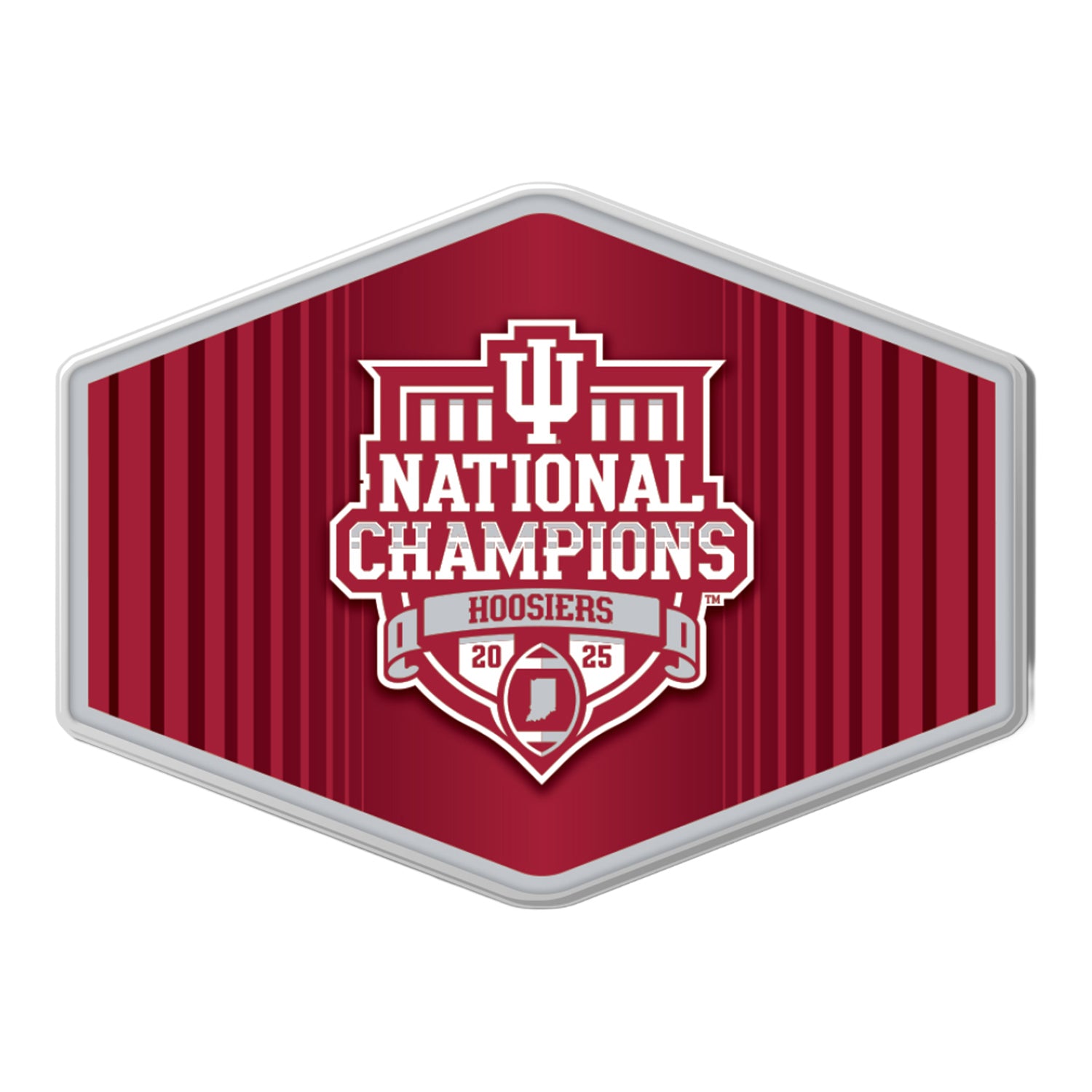 Indiana Hoosiers Aminco 2025 College Football Playoff Champs Crest Hatpin - Front View