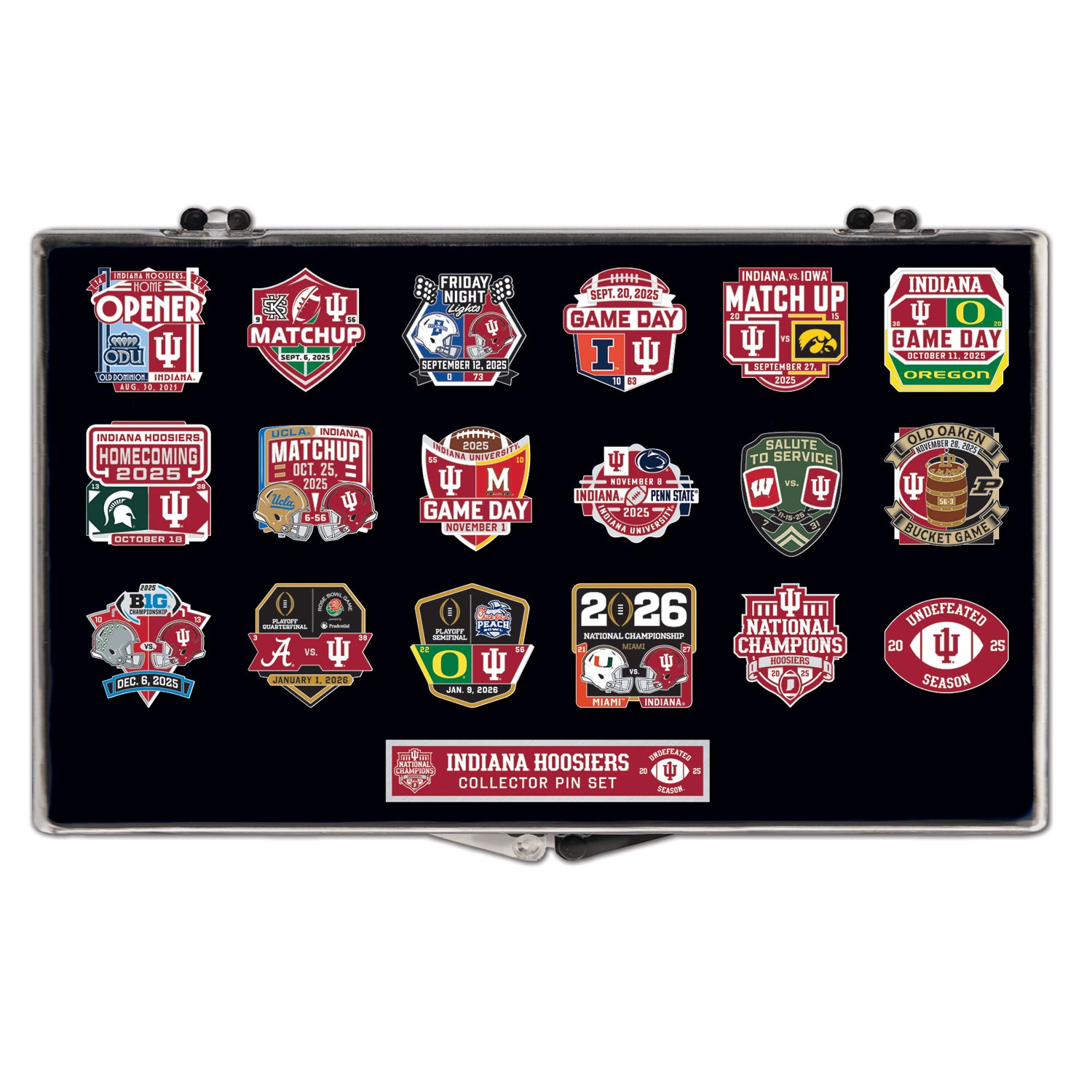 Indiana Hoosiers 2025 Undefeated Football Season Hat Pin Box Set