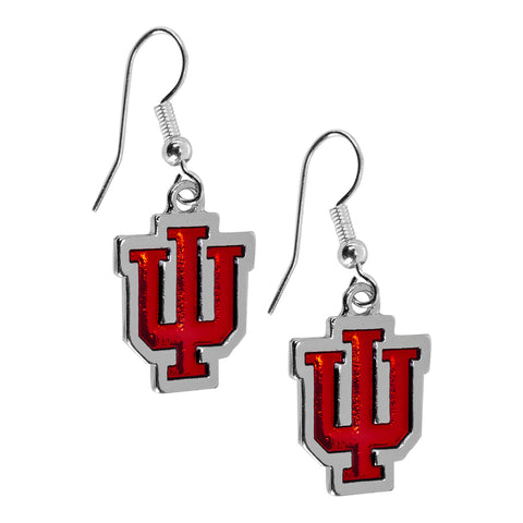 Indiana Hoosiers Trident Dangle Crimson Earrings - Front View
