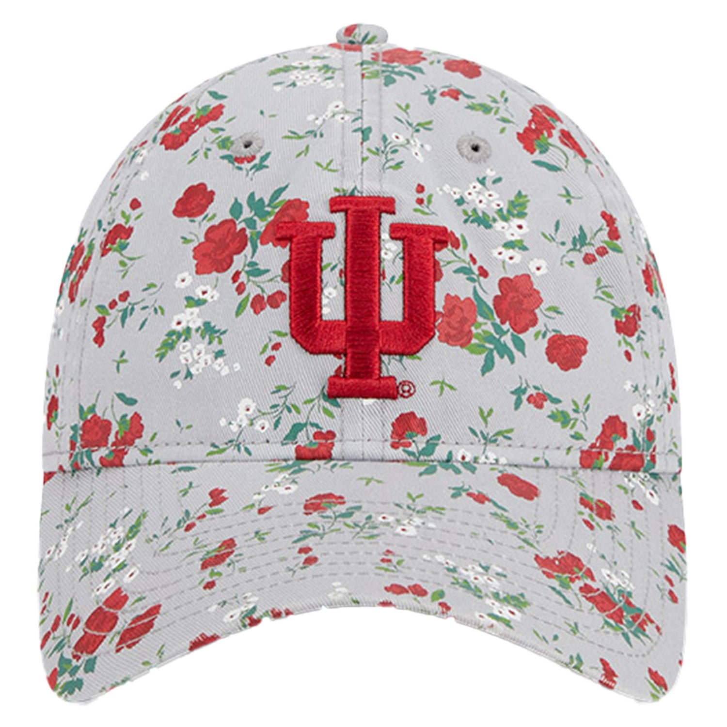 Ladies Indiana Hoosiers Bouquets Grey Adjustable Hat - Front View