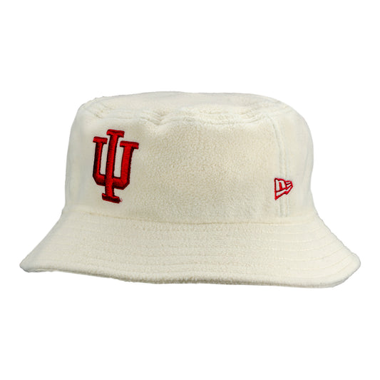 Indiana Hoosiers Ladies Cozy Sherpa White Bucket Hat - Front Right View