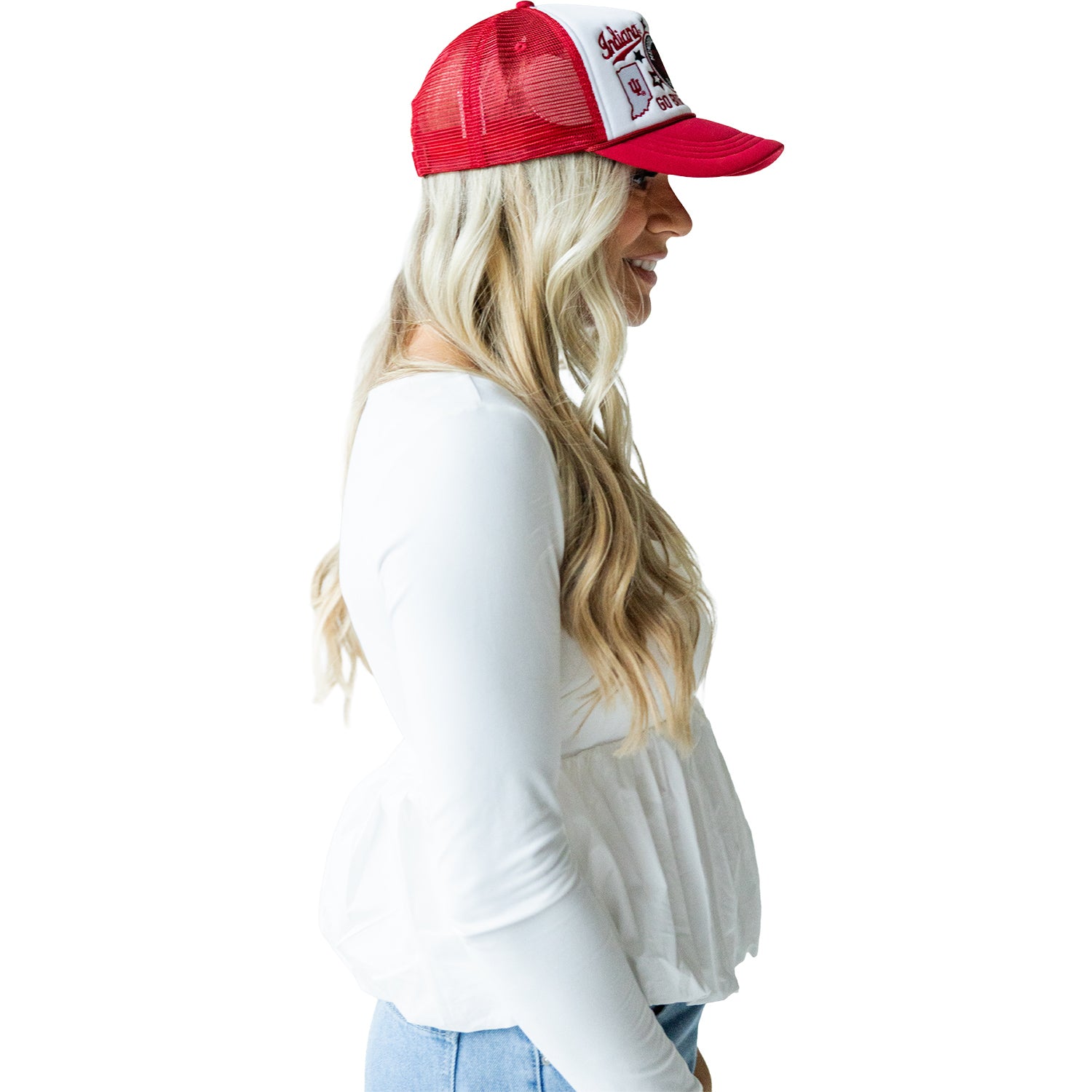 Indiana Hoosiers Ladies Foam Trucker Layered Patch Hat - Right View