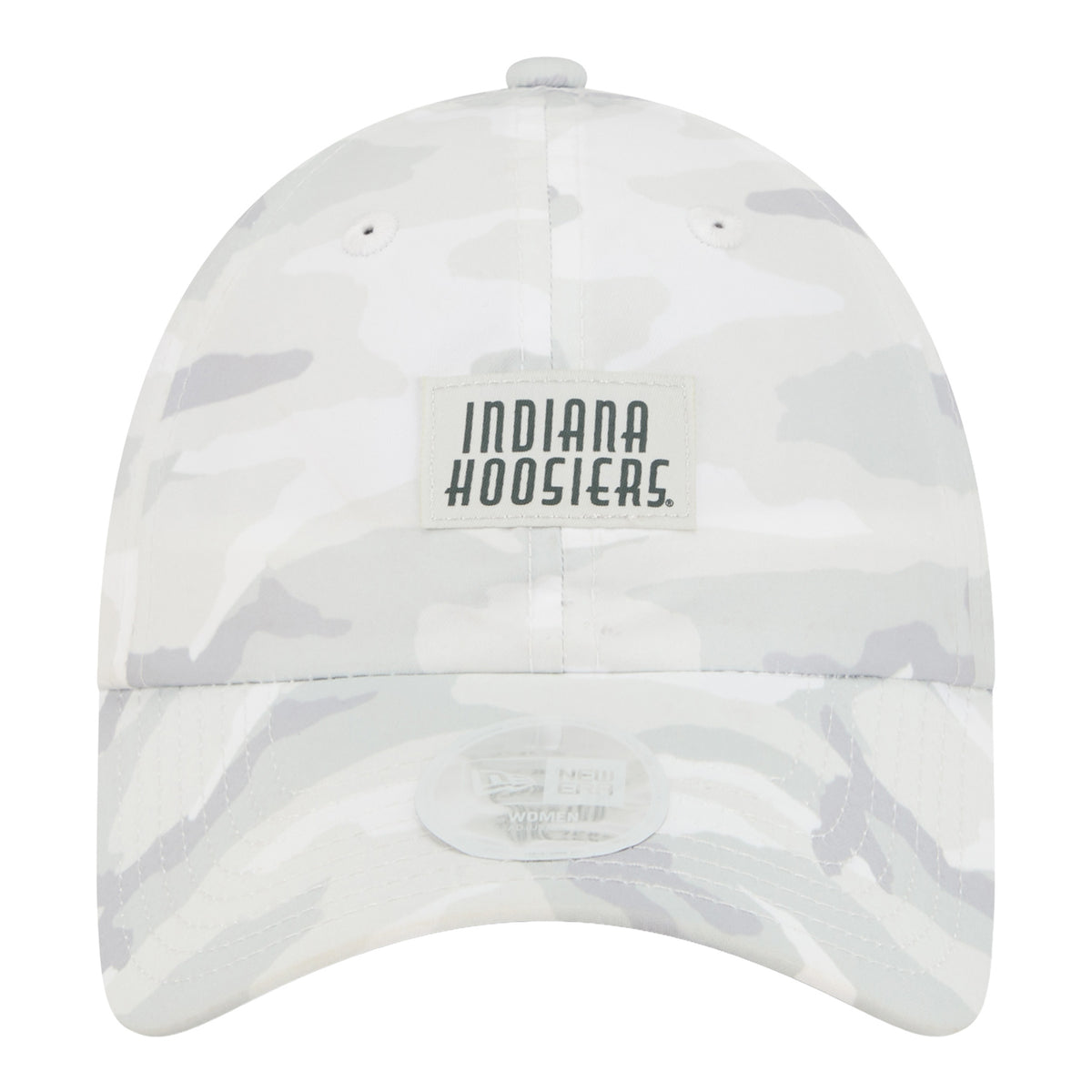 Indiana Hoosiers New Era Ladies 940 Ponytail Camo Hat - Front Straight View