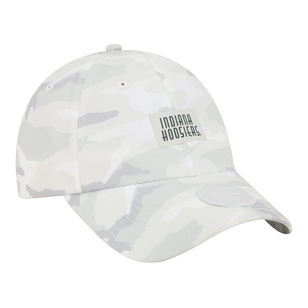 Indiana Hoosiers New Era Ladies 940 Ponytail Camo Hat -  Front Right View