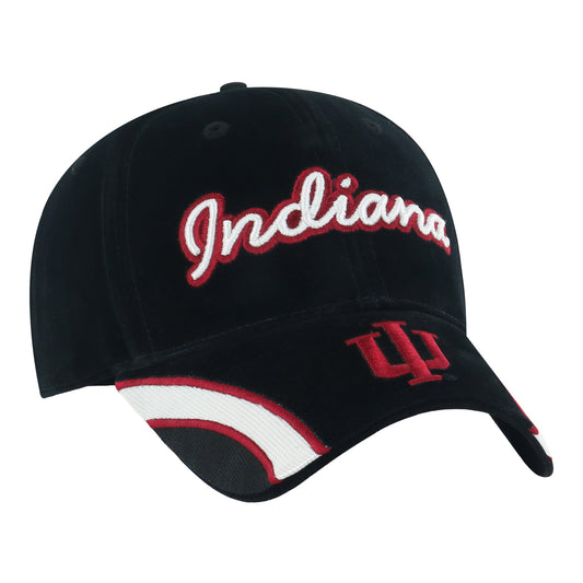 Indiana Hoosiers '47 Velvet Denim Script Ladies Hat – Black/Red - Front Right View