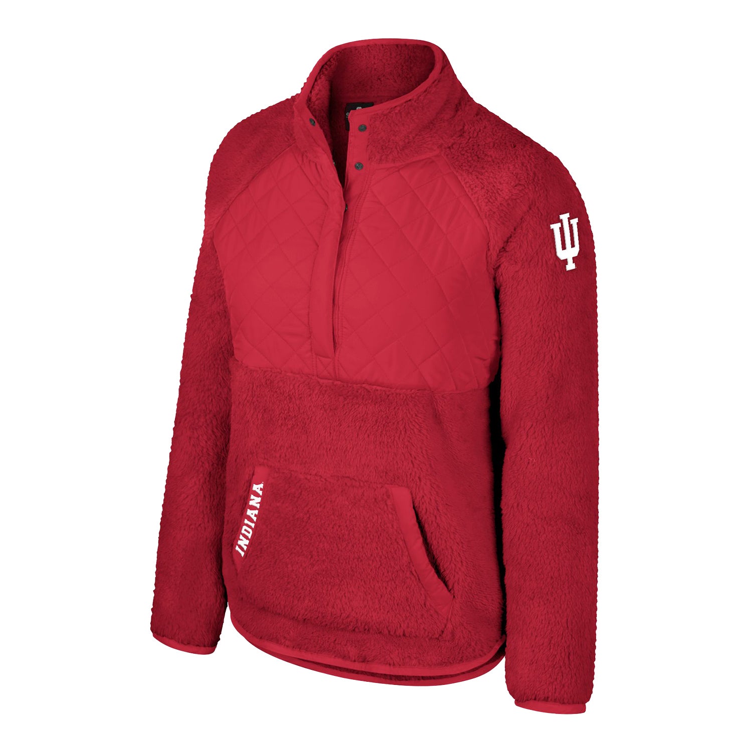 Ladies Indiana Hoosiers Snap Sherpa Crimson 1/2 Snap Jacket - Front View