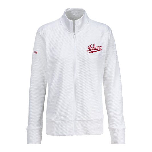 Indiana University Varsity Club Ladies White Script Full Zip Pullover