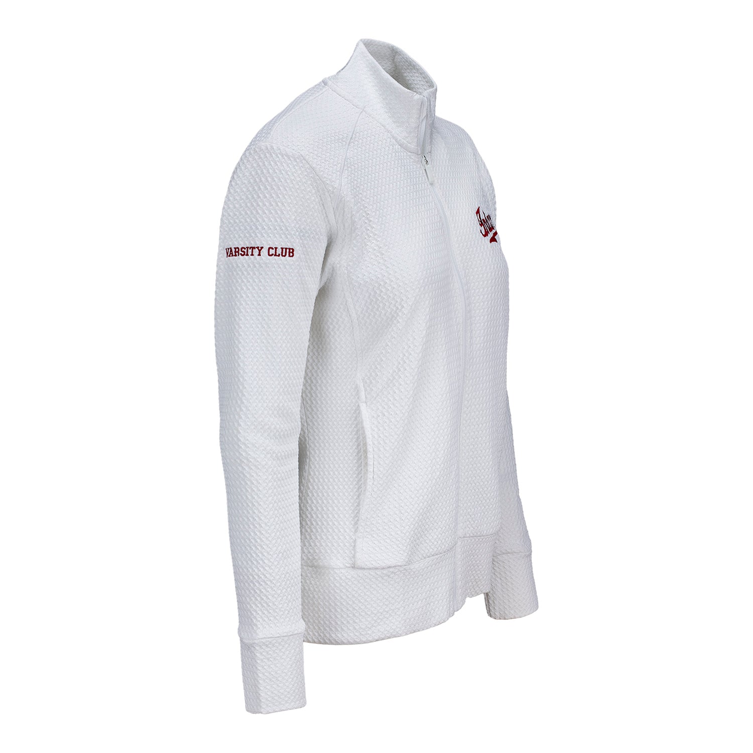 Indiana University Varsity Club Ladies White Script Full Zip Pullover
