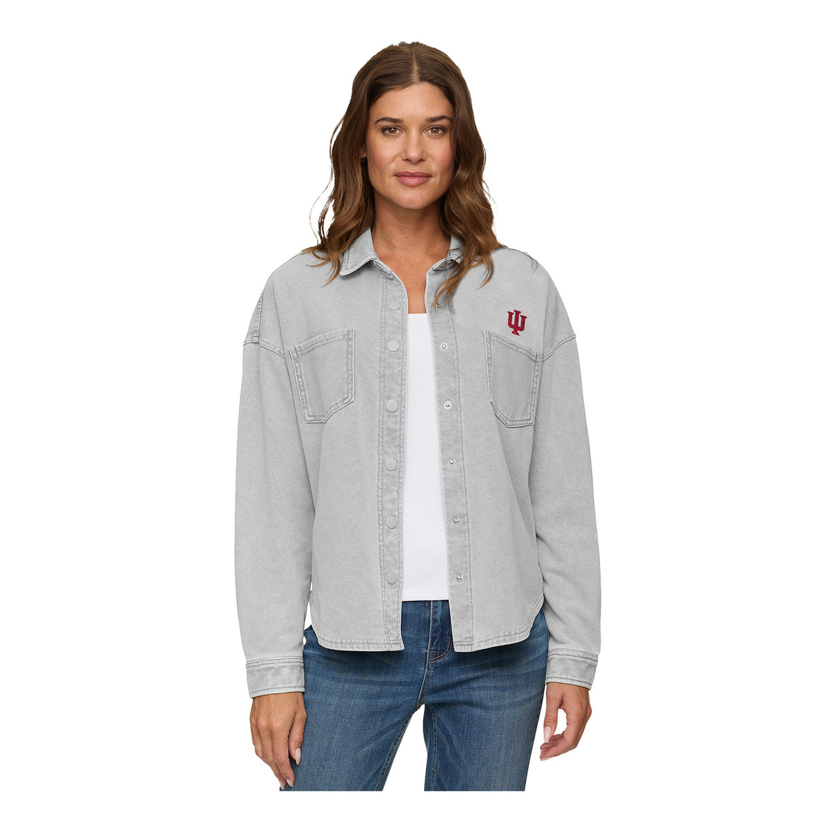 Indiana Hoosiers Fanatics Bristol Terry Grey Heather Jacket - Front View