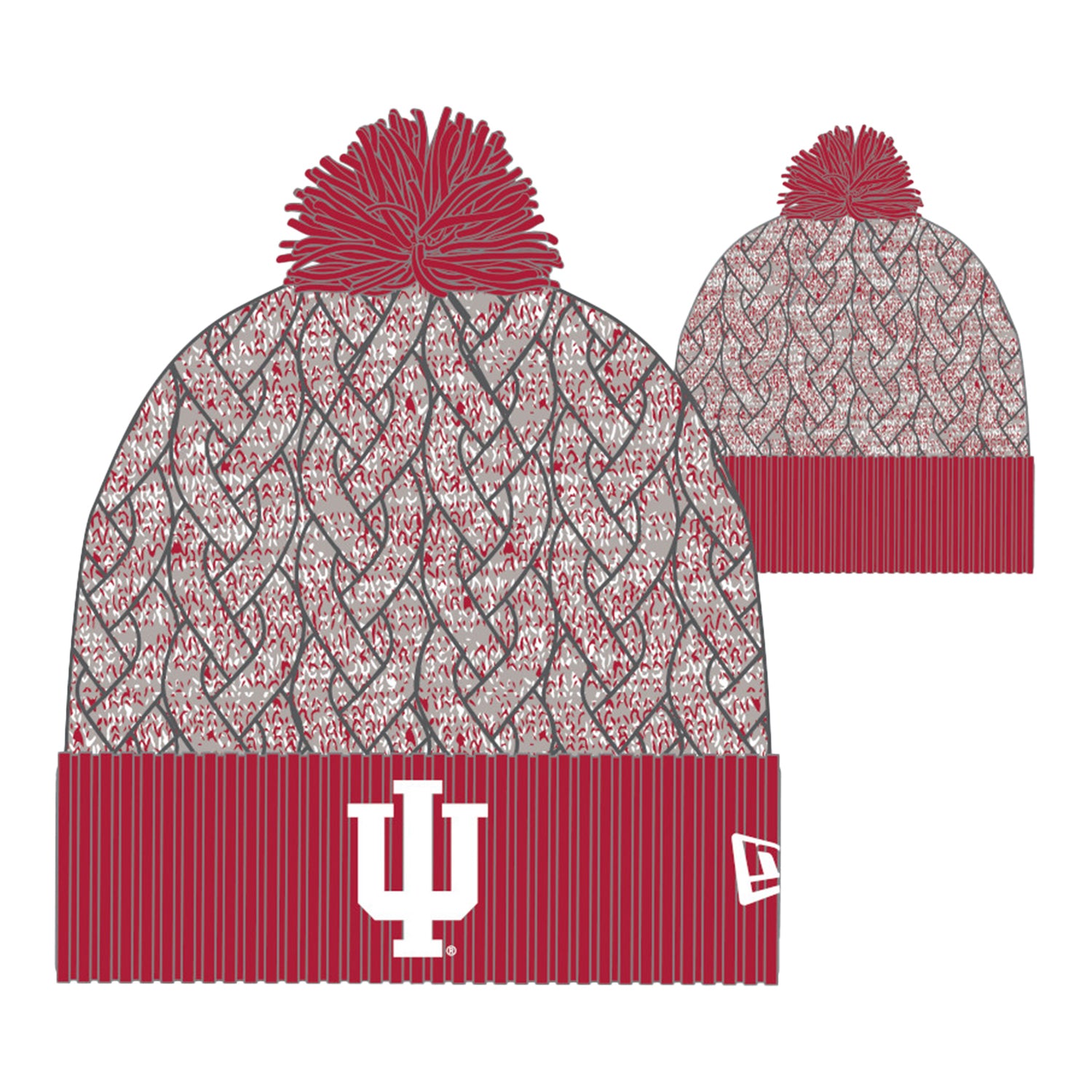 Ladies Indiana Hoosiers Marble Primary Logo Crimson Knit Hat - Full View