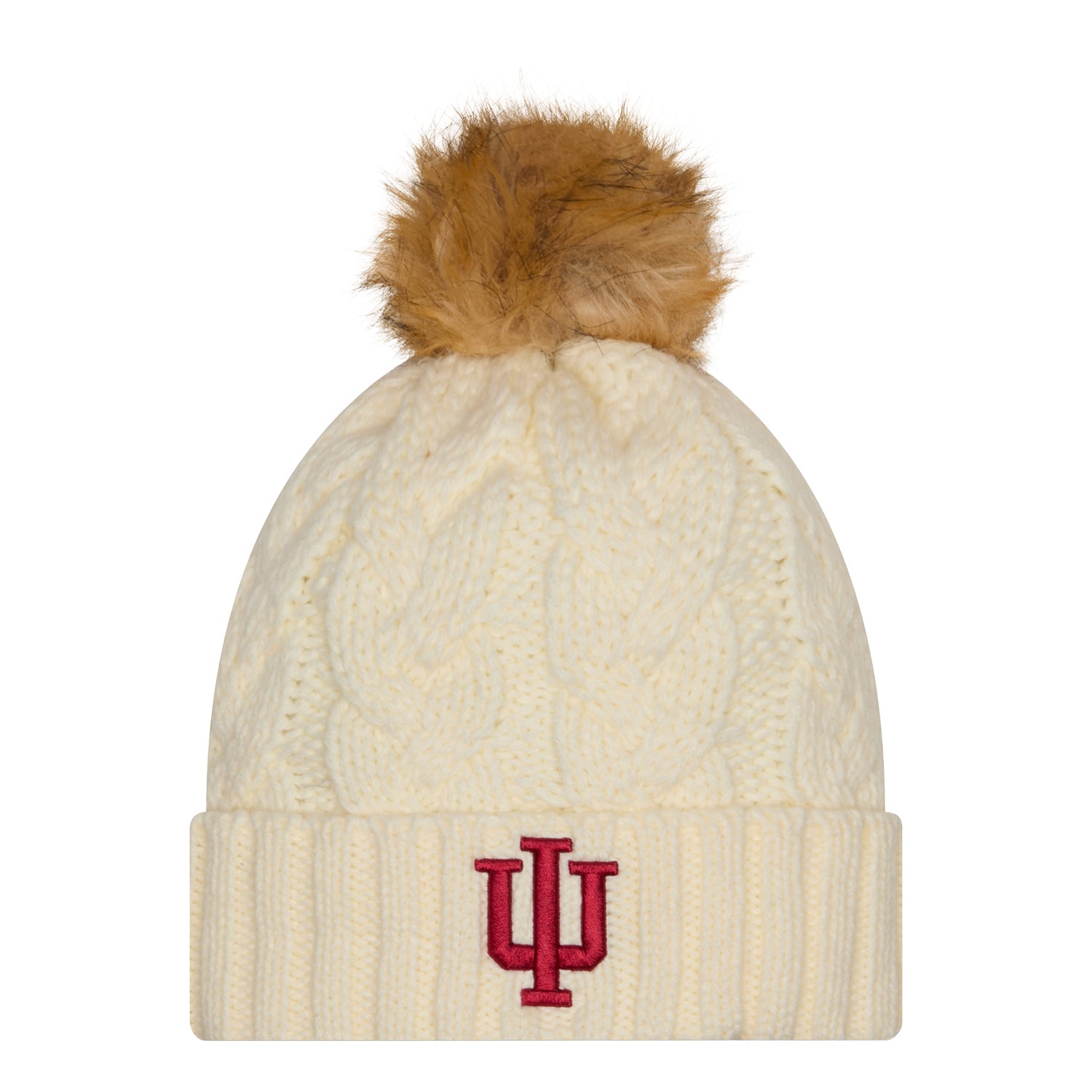 Indiana Hoosiers New Era Ladies Fur Pom Beanie - Front View
