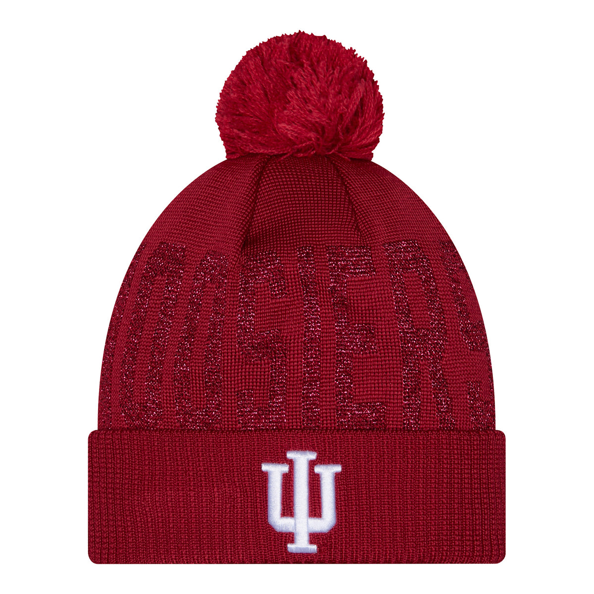 Indiana Hoosiers New Era Hoosiers Shimmer Pom Ladies Knit Hat – Red - Front View