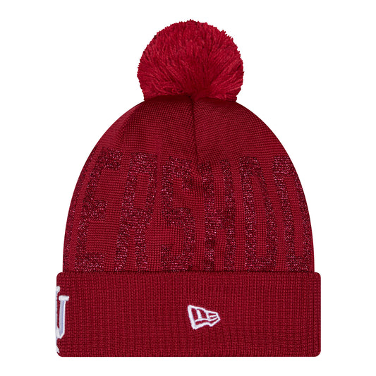 Indiana Hoosiers New Era Hoosiers Shimmer Pom Ladies Knit Hat – Red - Side View