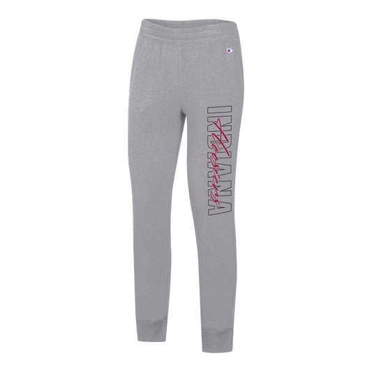 Ladies Indiana Hoosiers Triumph Gray Fleece Jogger - Front View