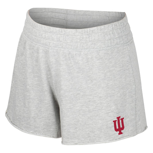 Ladies Indiana Hoosiers Drapey Grey Shorts - Front View