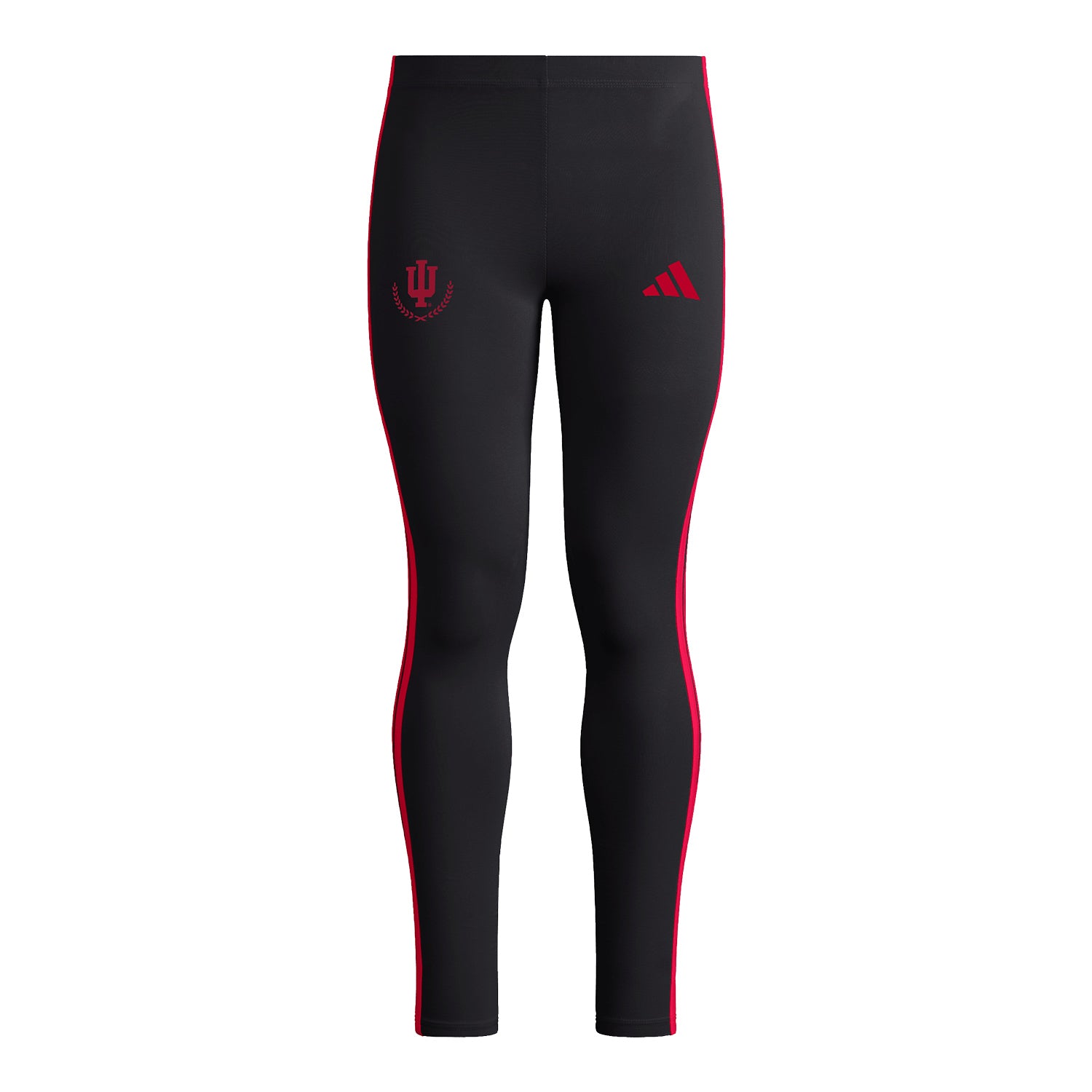 Indiana Hoosiers Adidas Ladies Black Leggings - Front View