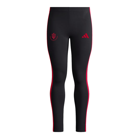 Indiana Hoosiers Adidas Ladies Black Leggings - Front View