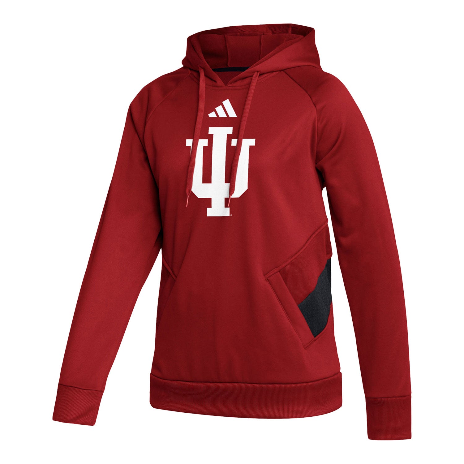 Ladies Indiana Hoosiers Adidas Pickup Crimson Hooded Sweatshirt - Front View