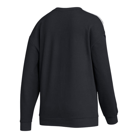 Ladies Indiana Hoosiers Adidas 3-Stripe Spray Wordmark Black Crew Sweatshirt - Back View