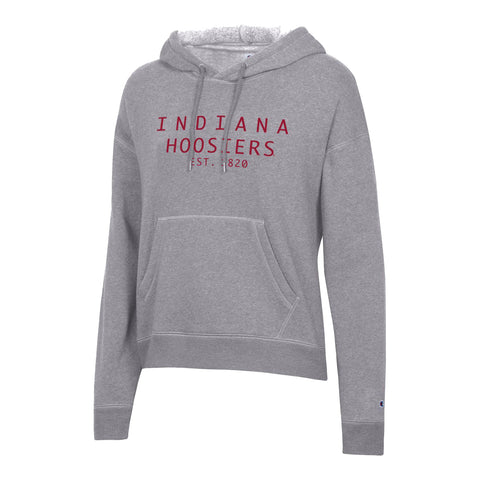 Ladies Indiana Hoosiers Triumph Grey Fleece Hood - Front View