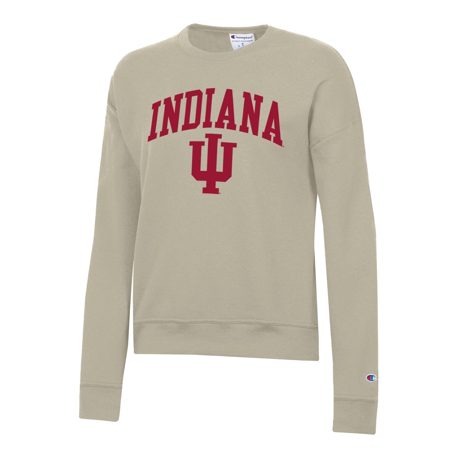 Ladies Indiana Hoosiers  Powerblend® Wordmark Cocoa Butter Crew Sweatshirt - Front View