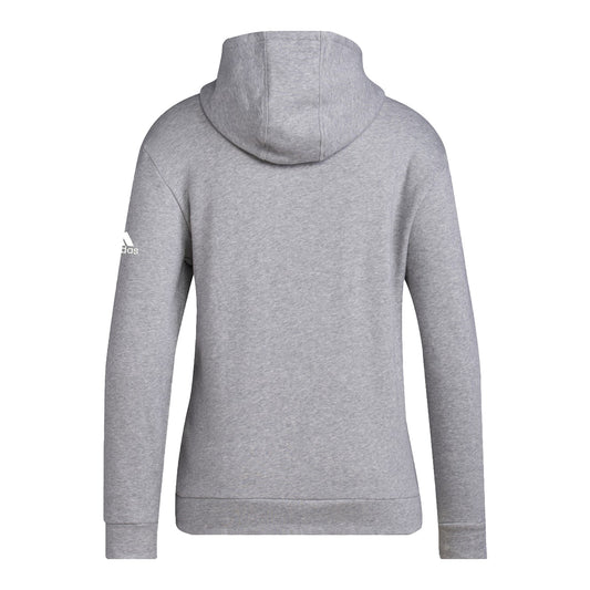 Ladies Indiana Hoosiers Adidas Locker Room Logo Fleece Grey Hooded Sweatshirt - Back View